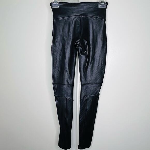 Spanx Faux Leather Moto Leggings Women’s S Black High Waist Shaping Pants Small - Picture 4 of 8